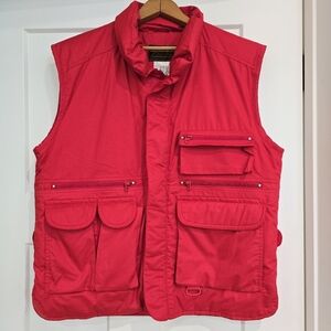 VTG Eddie Bauer Vest Red Quilted Goose Down Puffer Mens M Pockets Outdoor Travel